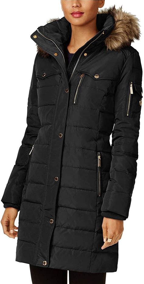 michael kors fur trim puffer coat|Michael Kors puffer coats women's.